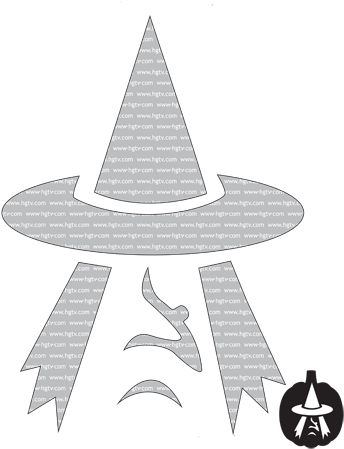 Carving Pumpkin Templates With Easy Pumpkin Carving - Witch Template For Pumpkin Carving (350x462), Png Download