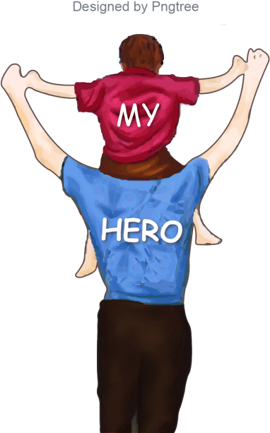 Father's Day Father And His Child, Happy Father's Day, - Png Super Heroe Papa (640x640), Png Download