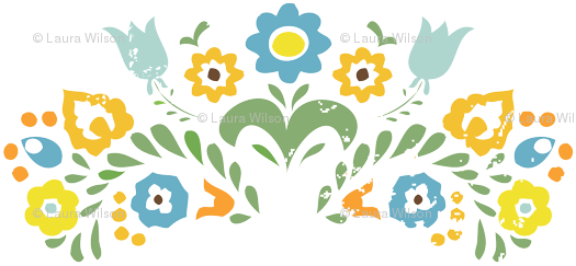 Folk Flower Design In My Fiesta Ware Colors Giftwrap - Fiesta Floral Design Png (525x243), Png Download