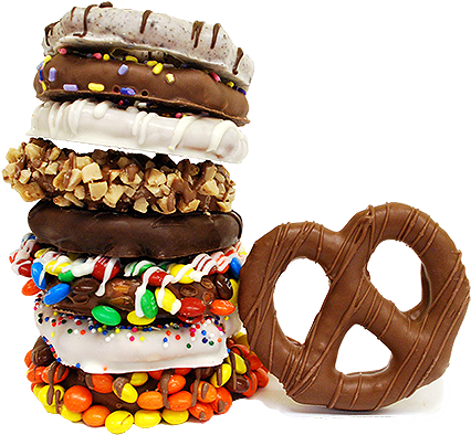 Pretzel Party Gourmet Chocolate Covered Treats Gift - Chocolate Covered Pretzels Png (500x500), Png Download