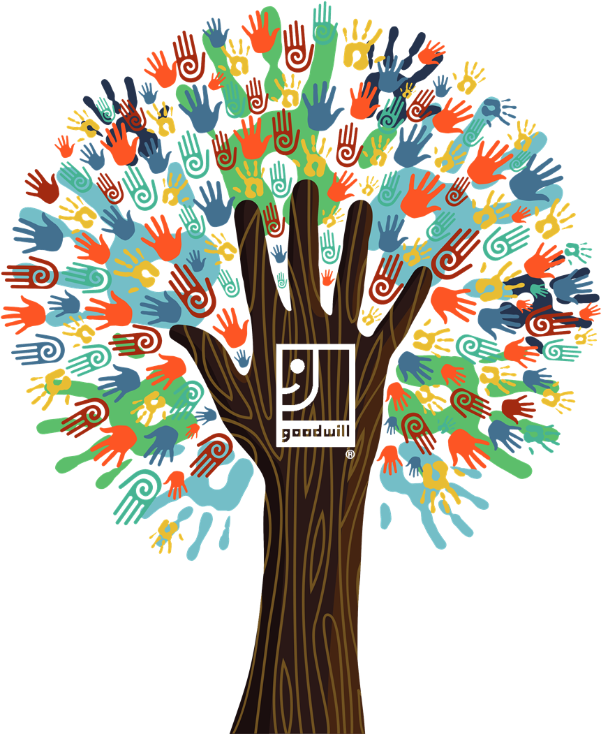 Goodwill Works - Helping Hands Tree Clipart (1148x1147), Png Download
