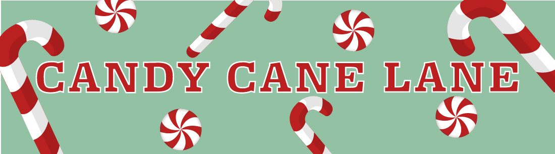 Candy Cane Lane Sign (1100x305), Png Download