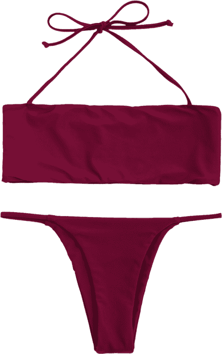 Chic Halter Thong Bikini Set - Bikini (558x744), Png Download