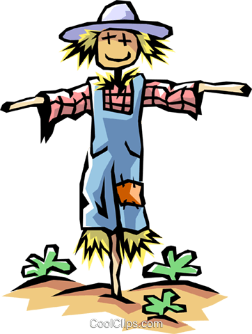 Scarecrow In Field Royalty Free Vector Clip Art Illustration - Cartoon Picture Of Scarecrow (362x480), Png Download