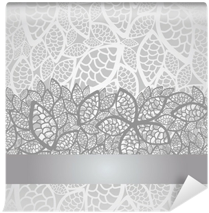 Luxury Silver Leaves Lace Border And Background Wall - Lace Silver Background (400x400), Png Download