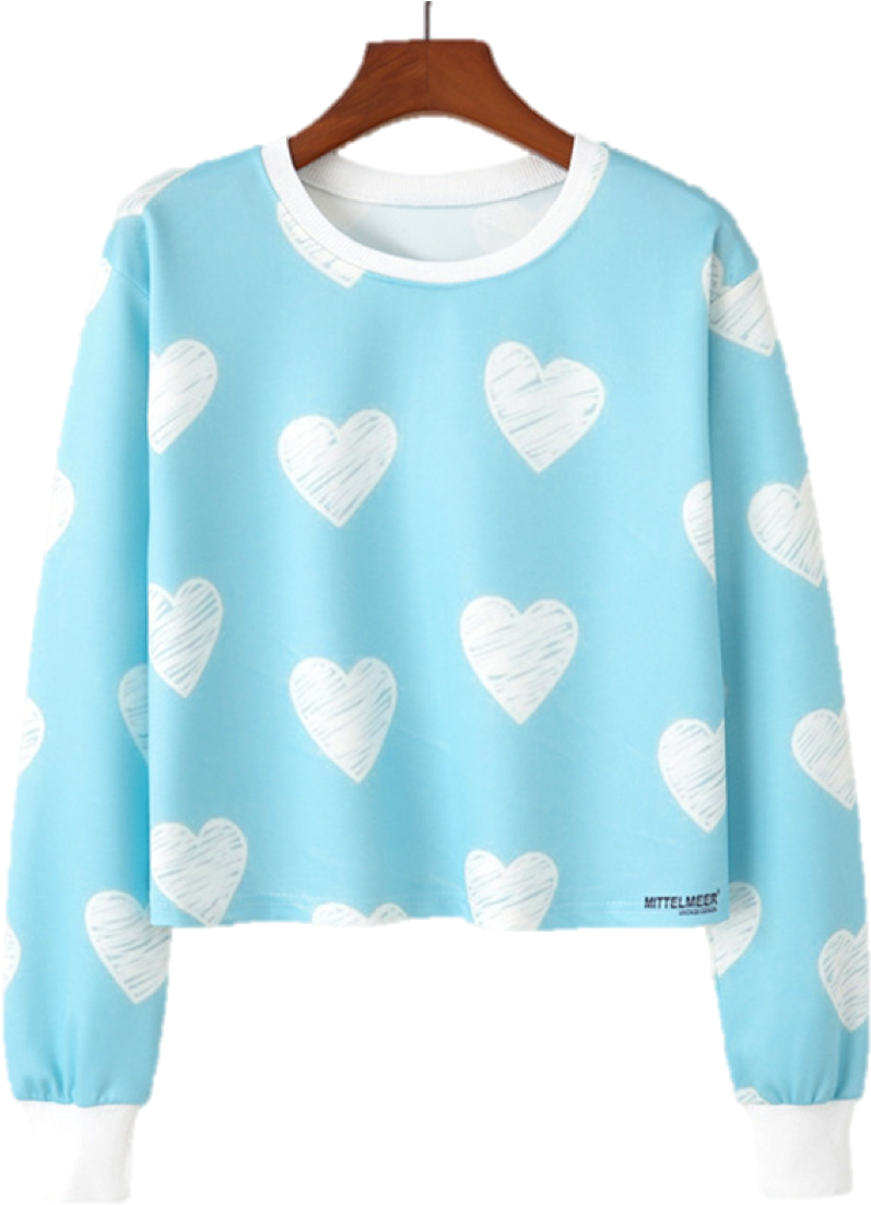 Blue Hearts Crop Top Sweatshirt - Crop Sweater Wanita Murah (1125x1125), Png Download