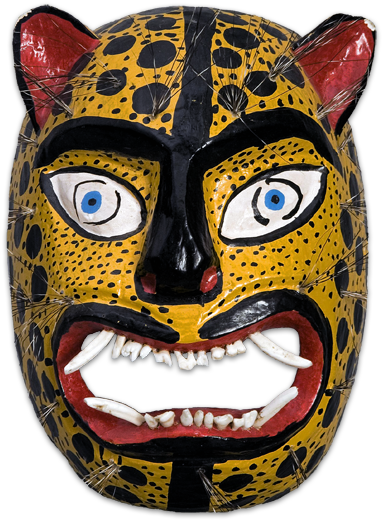 Summer Art Courses At Riverside Yurt Cafe - Mexican Jaguar Mask (419x550), Png Download