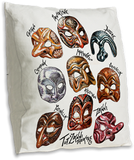The Masks Of Commedia Throw Pillow - Masks Of Commedia Dell’arte Greeting Card (350x350), Png Download