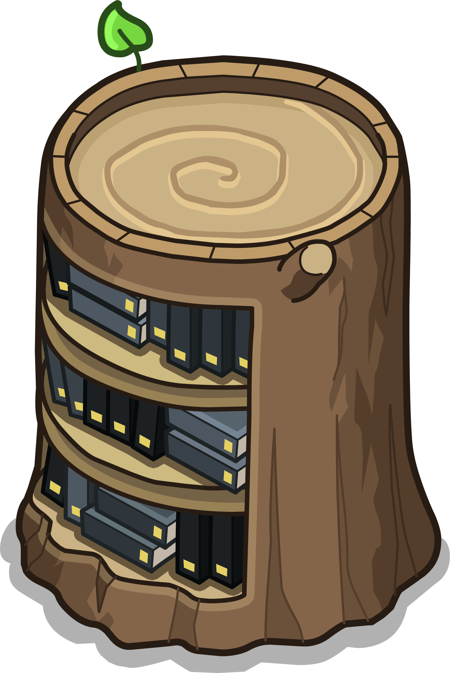 Stump Bookcase Sprite 024 - Library (1783x2668), Png Download