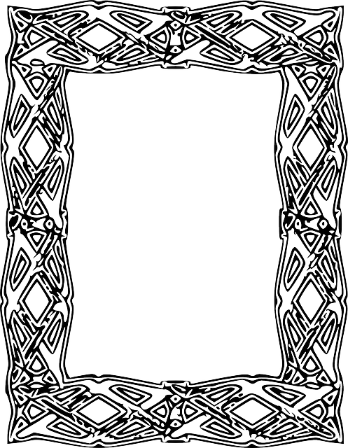 Old, Black, Celtic, Outline, Frame, Design, Empty - Empty Picture Frame Clipart (497x640), Png Download
