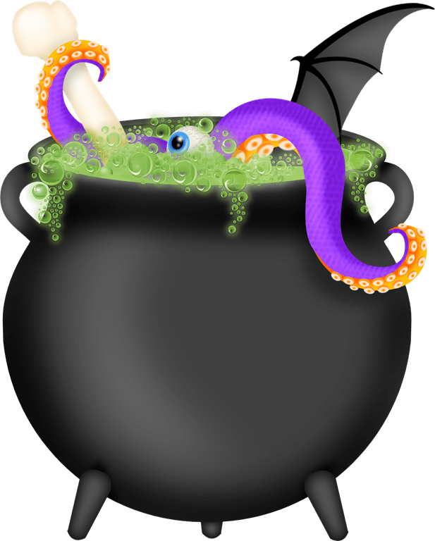 Squirmy Halloween Ideas - Halloween Cauldron Clip Art (617x768), Png Download