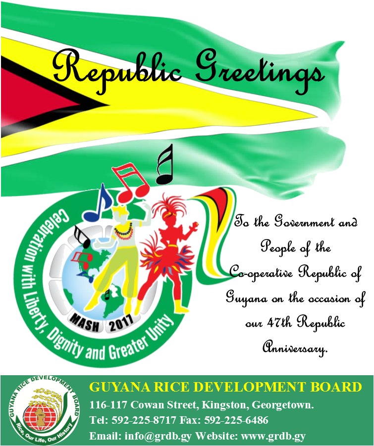 The Board Of Directors, Management And Staff Of The - Happy Republic Day Guyana (755x901), Png Download