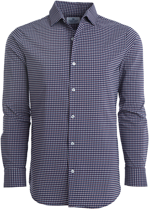Mizzen Main Washington Red Stripe On Blue Check Button - Active Shirt (580x800), Png Download