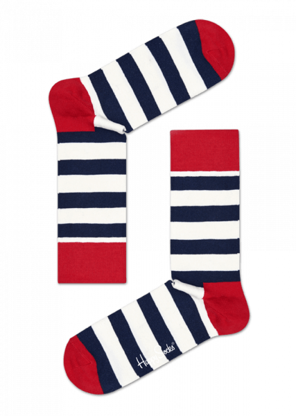 Design Socks With White, Blue And Red Stripes - Happy Socks Stripes (427x600), Png Download
