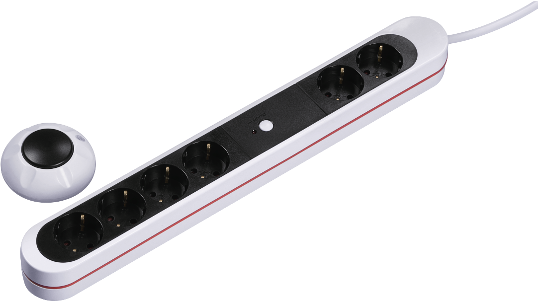 "red Stripe" Power Strip, 6-way, With Radio Foot Switch - Input Device (1100x1100), Png Download