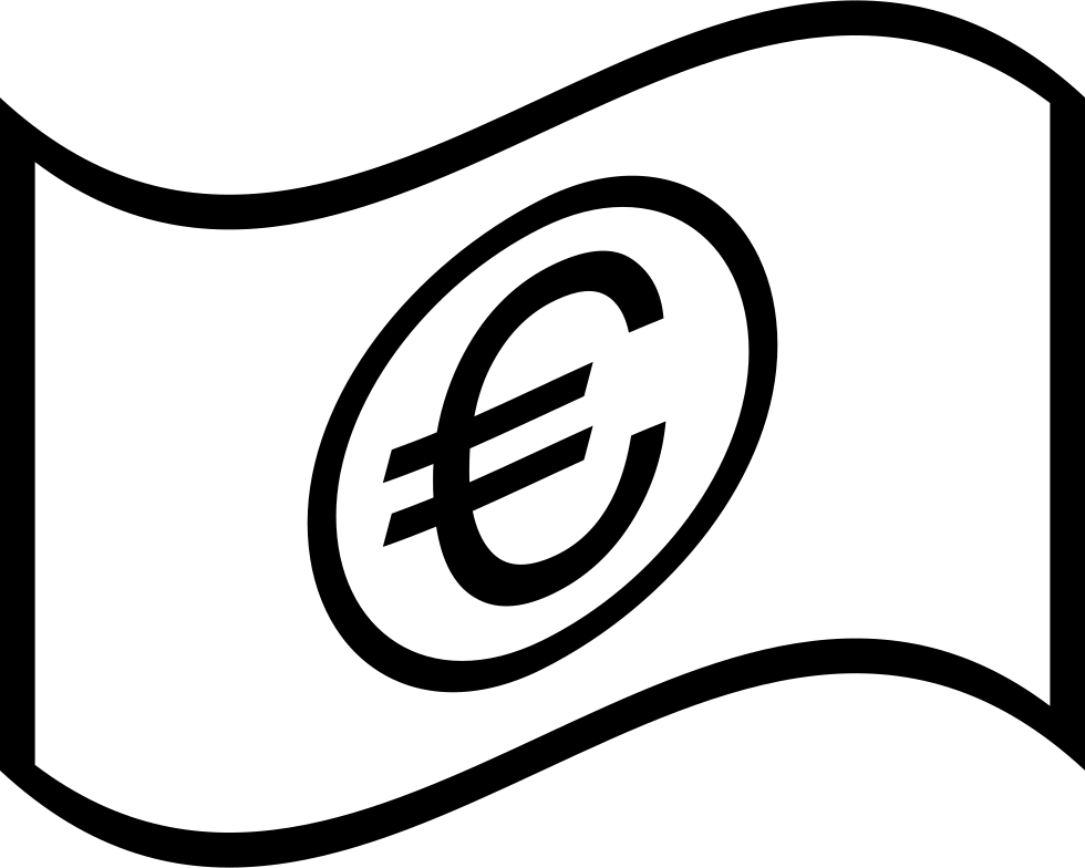 Euro Bill Waving Comments - Dollar Bill Clip Art Black And White (980x784), Png Download
