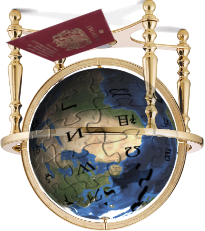 Blue Marble In Stand With Passport - Replogle Compass Jewel Gemstone Globe (400x450), Png Download