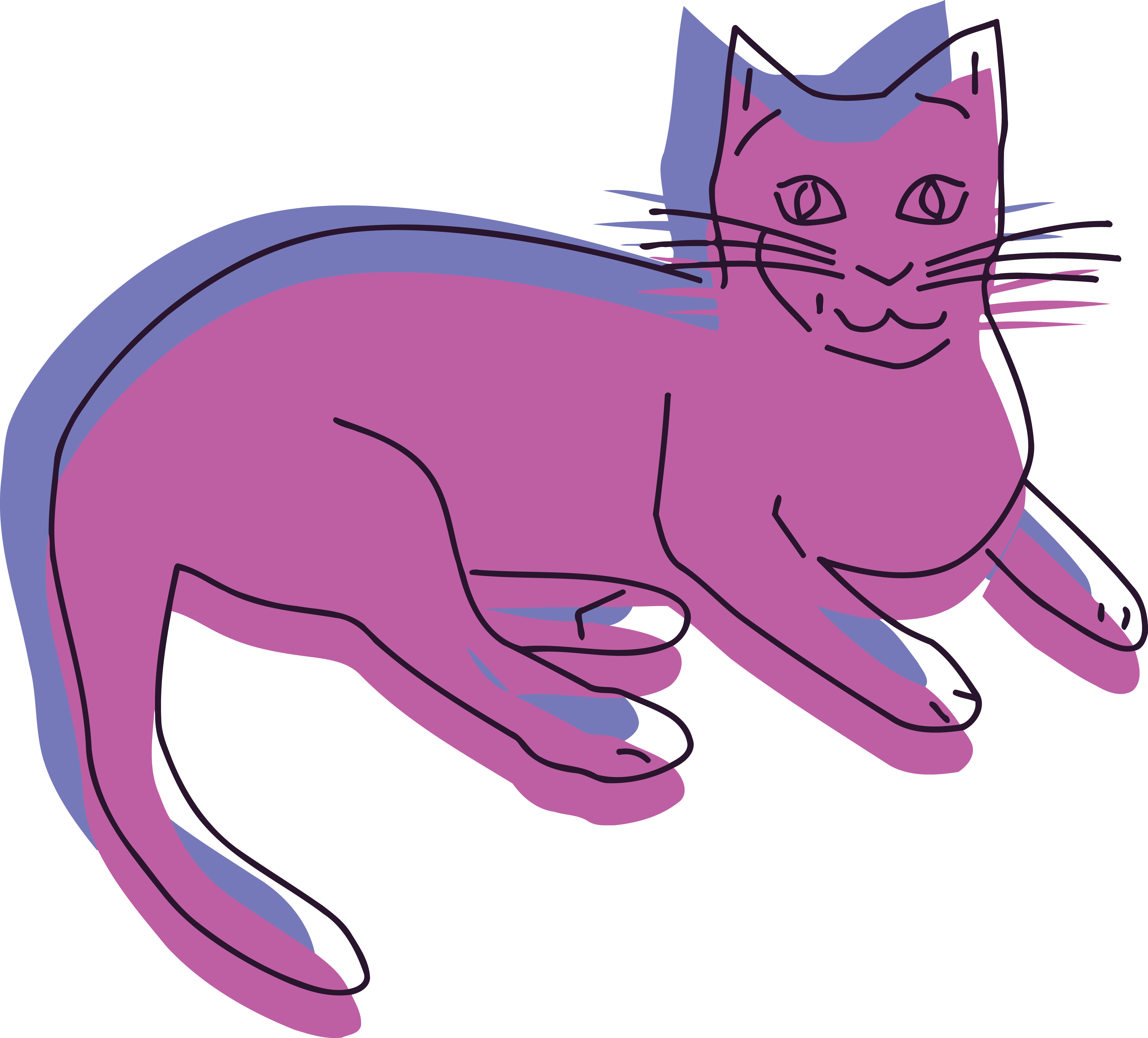 , , - Purple Cat Clipart (4000x3615), Png Download