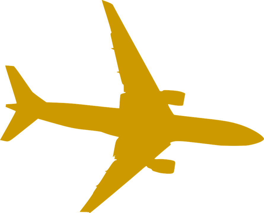 Small - Gold Airplane Vector (600x485), Png Download