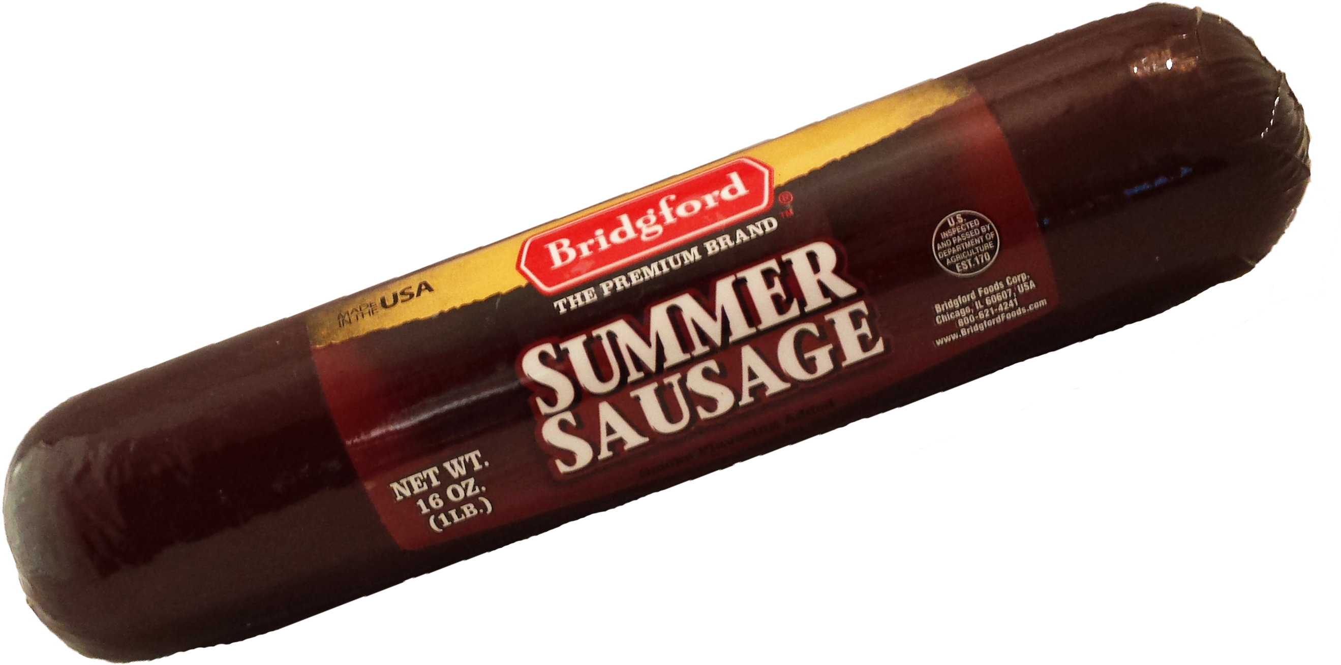Summer Sausage - Bridgford Summer Sausage - 16 Oz (2887x2096), Png Download