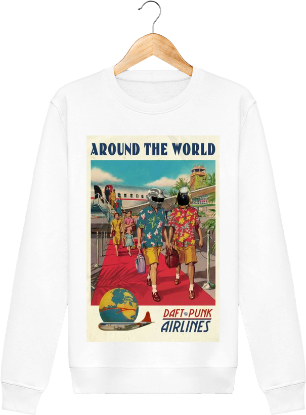 Sweat Col Rond Unisex Stanley Stella Rise Arount The - Around The World Daft Punk Airlines (690x850), Png Download