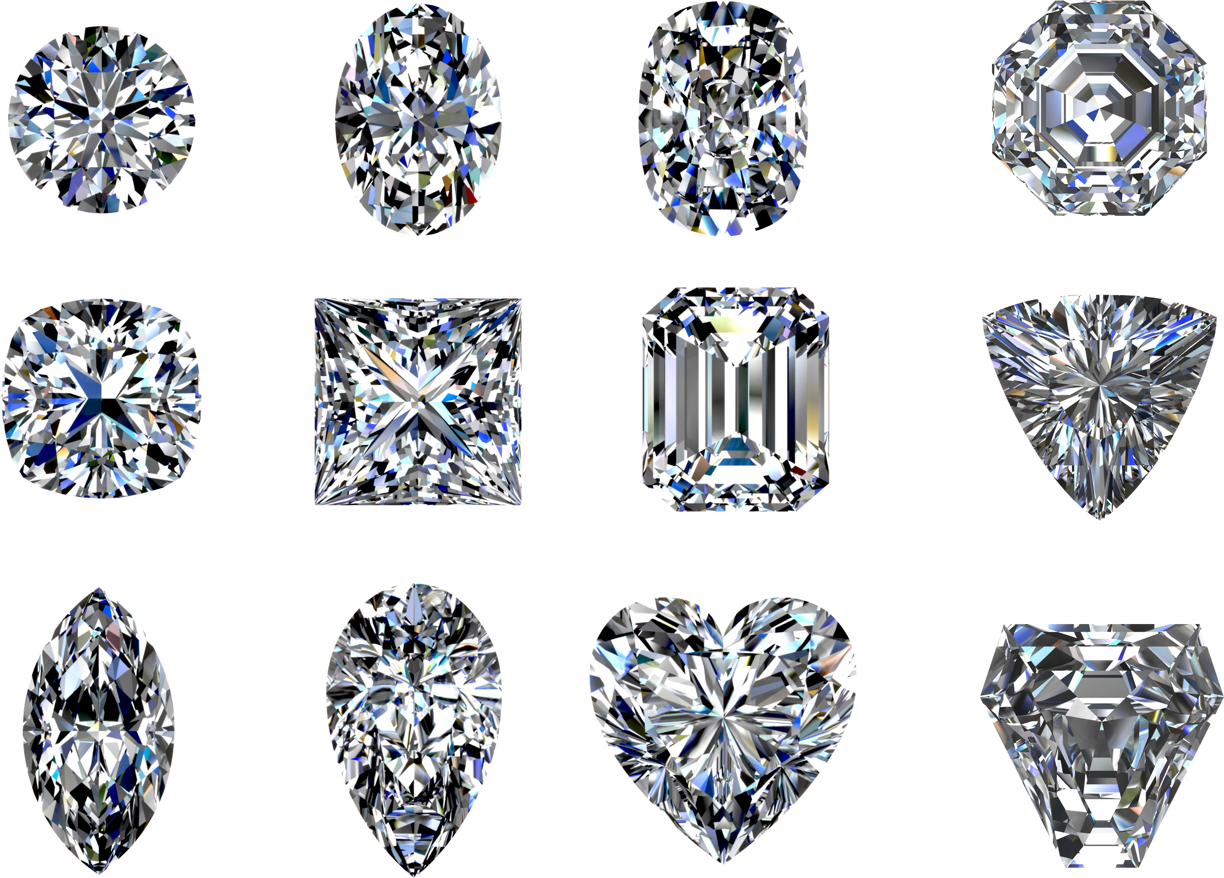 Diamond Shapes - Cz Solitaire Necklace And Earrings Set (3072x2048), Png Download