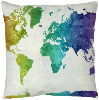 World Map In Watercolor Rainbow Floor Pillow • Pixers® - Rainbow Watercolor World Map (400x400), Png Download