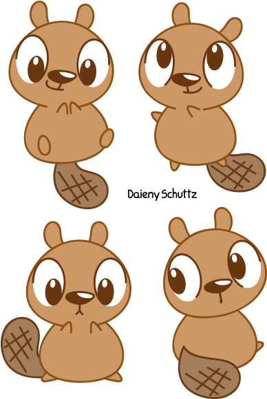 Cute Beaver By Daieny - Cute Beaver Drawing (500x600), Png Download