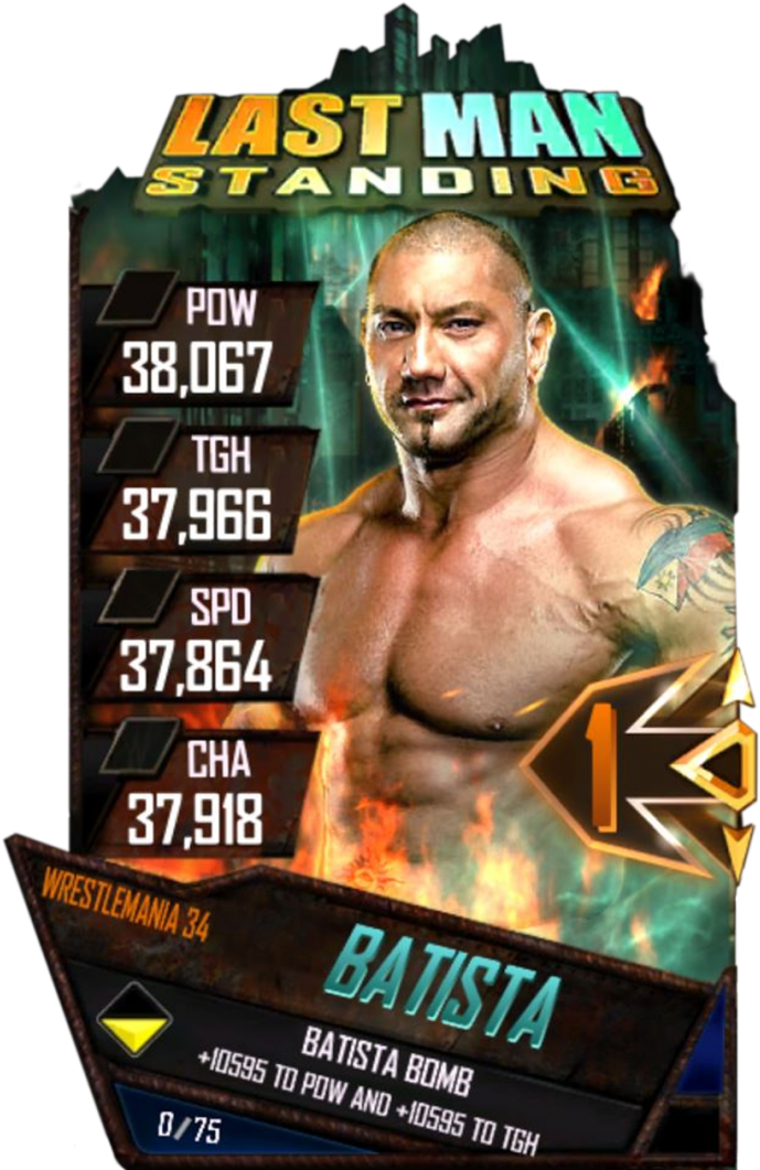 Batista S4 19 Wrestlemania34 Lms - Wwe Supercard Goliath Pro (733x1158), Png Download