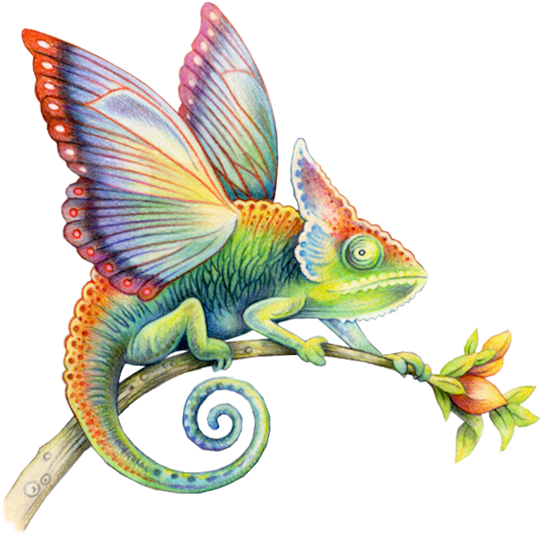 Go To Image - Chameleon Watercolor Painting (600x600), Png Download
