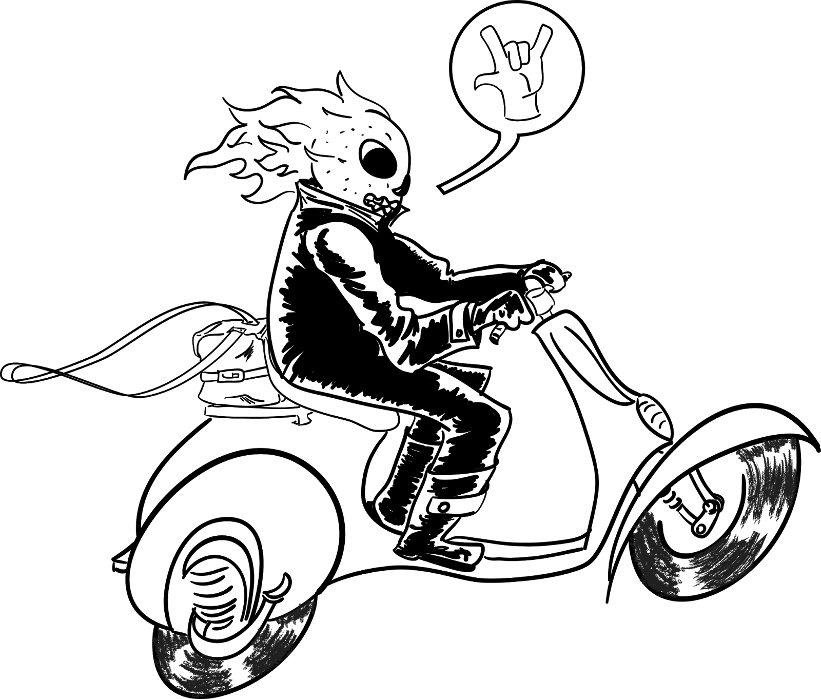 Inks And Repairs To The Crappy Sketch - Ghost Rider (1600x1362), Png Download