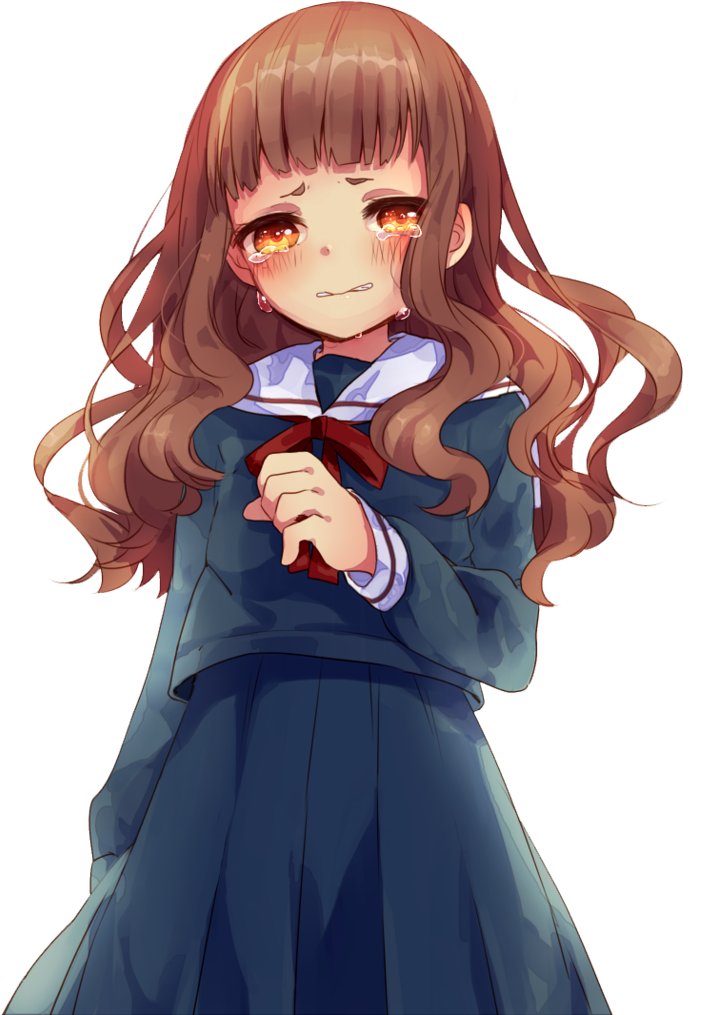 Cute Anime Girl Png - Cute Anime Girl Crying (762x1048), Png Download