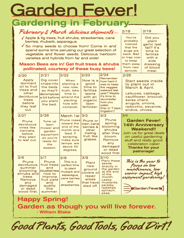 Com Garden Fever Gardening Calendar Files Feb - Calligraphy (603x781), Png Download