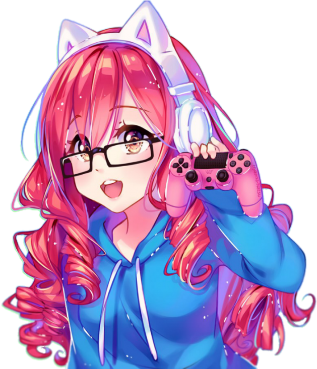 Kawaii Anime Girl Gamer (700x732), Png Download