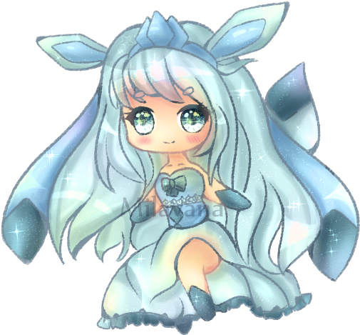 Clip Stock Gijinka By Milavana On Deviantart - Kawaii Glaceon Human (521x478), Png Download