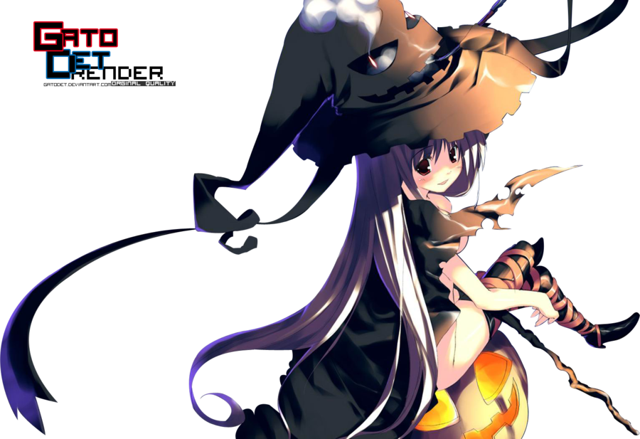 Halloween Anime Witch By Gatodet On Clipart Library - Anime Girl Witch Png (900x617), Png Download