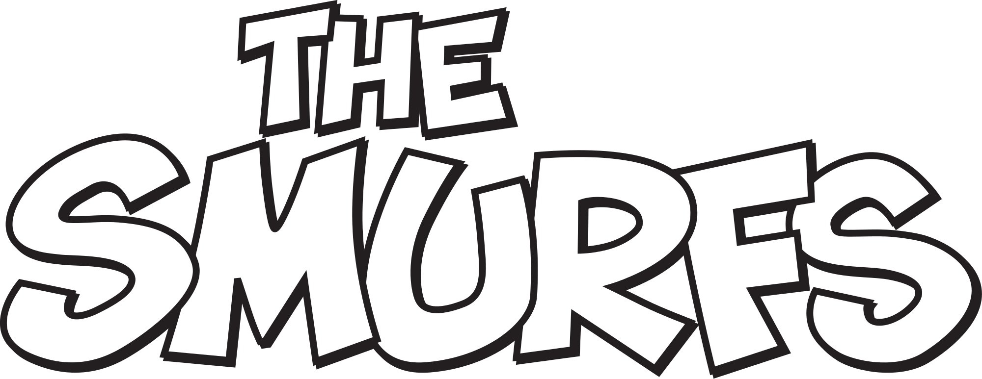 Open - Smurfs Logo White (2000x773), Png Download