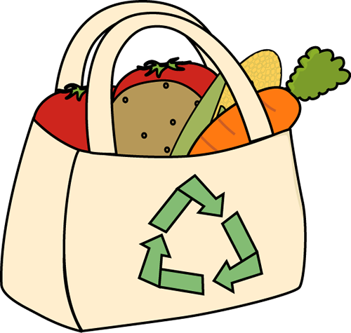 Clip Art Of Shopping Bags For Grocery Store - Reusable Grocery Bag Clipart (500x475), Png Download