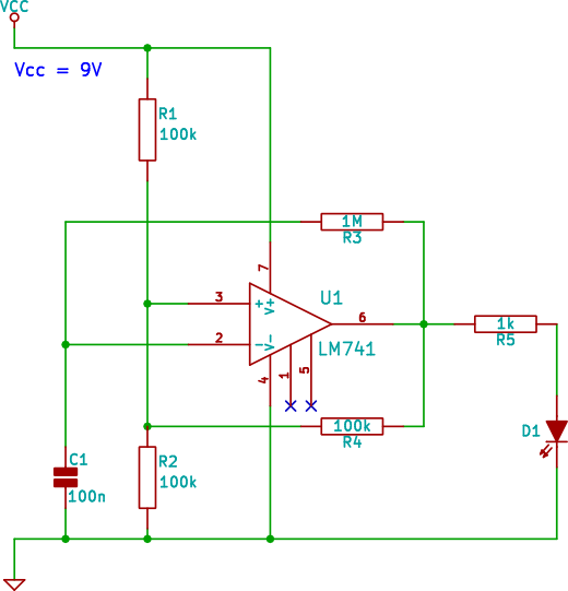 Op-amp Oscillator / Led Flasher Circuit Diagram - Diagram (520x541), Png Download