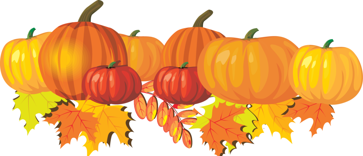 Cropped October Clip Art Clipart 2 Image - Fall Leaves And Pumpkin Clip Art (1200x516), Png Download