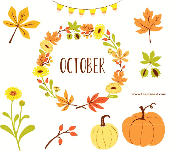 October Background Png - Hello October Clip Art (570x500), Png Download