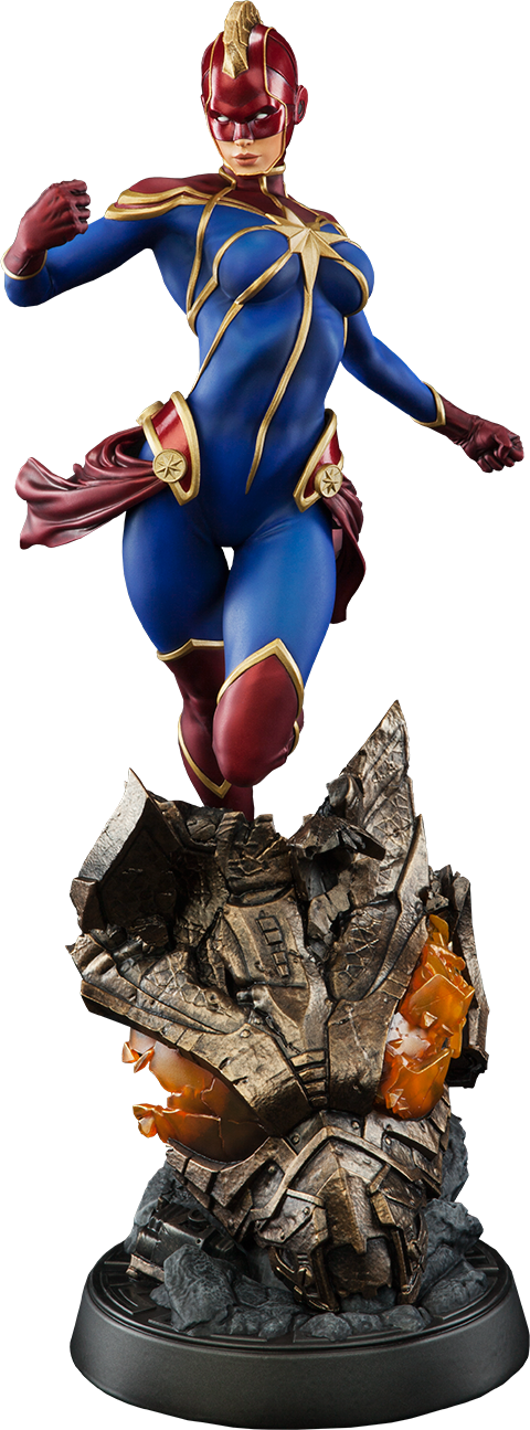 Marvel Captain Marvel Premium Format Silo - Captain Marvel - Premium Format 1:4 Scale Statue (480x1295), Png Download