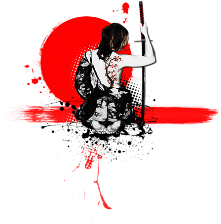 Shop The Latest Tattoo Shower Curtain Products From - Trash Polka - Female Samurai (452x700), Png Download