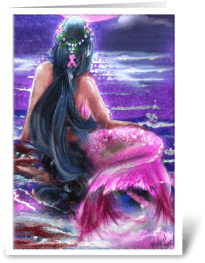 Survivor Mermaid In Pink Greeting Card - Mermaid (350x396), Png Download