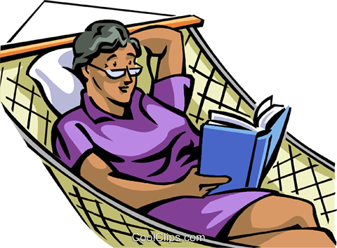 Relaxing At Home Or Cottage Royalty Free Vector Clip - Reading Book In Hammock Clipart (480x354), Png Download