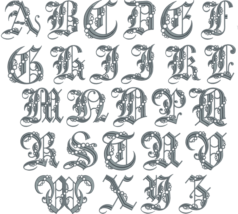 Champagne And Bubbles Font Board - Gothic Font Alphabet (1000x898), Png Download
