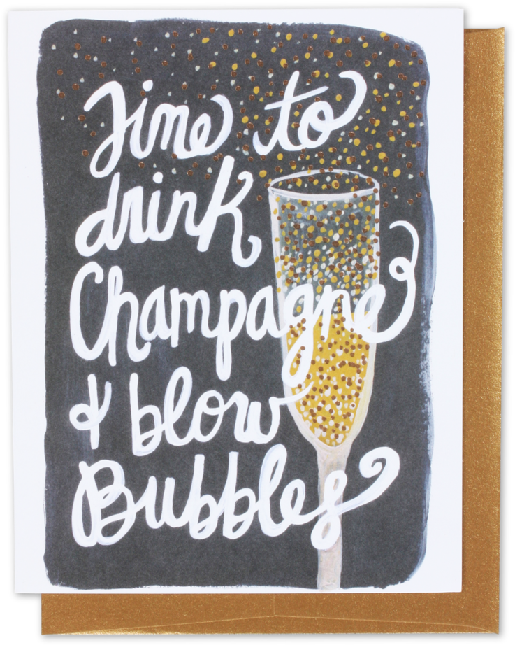 Champagne & Bubbles Card - Champagne & Blow Bubbles Card (1024x1024), Png Download