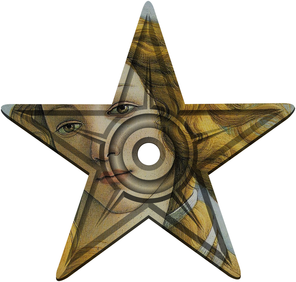 Glam Barnstar-venus Botticelli - Silver Glitter Star Png (1032x983), Png Download