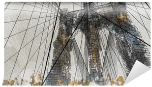 Watercolor Style Illustration Of The Brooklyn Bridge - Brooklyn Bridge (400x400), Png Download