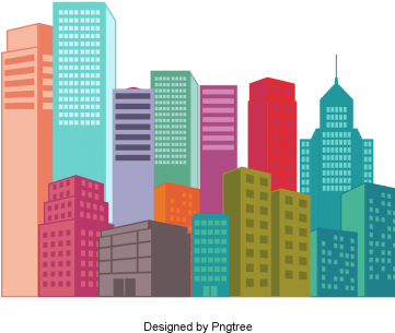 Cartoon Hand Painted City Building Design, Cartoon, - Design (360x360), Png Download